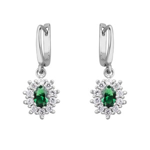Cercei argint cu tortita si piatra verde DiAmanti Z1099DER_G-DIA (Argint 925‰ 4,5 g.)